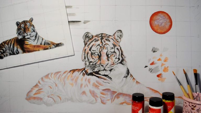 Tijger Schilderij van tijger door kunstenaar Jozef Bloks